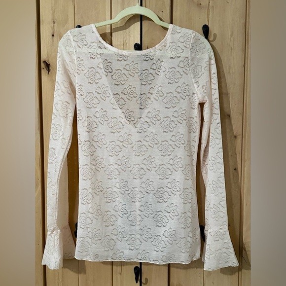 Free People Intimately Peach Lace Reversible Top V-Neck / Round Neck Size M - Picture 2 of 6